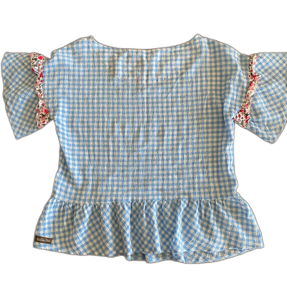 Matilda Jane Rural Route Blue Gingham Blouse Women's XS - Picture 2 of 12